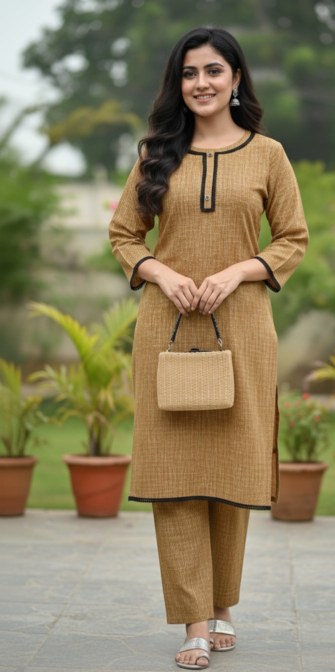 50% off Floral winter khaddar 2p Large and XL with Lace work