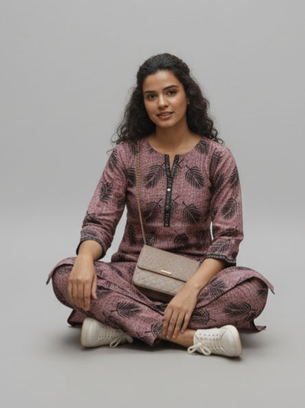 50% off Floral winter khaddar 2p Small and Medium with Lace work