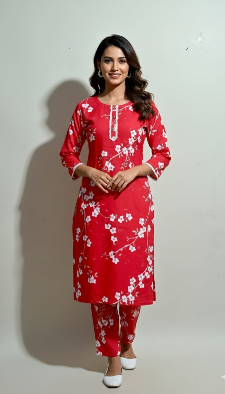 50% off Floral winter khaddar 2p Large and XL with Lace work