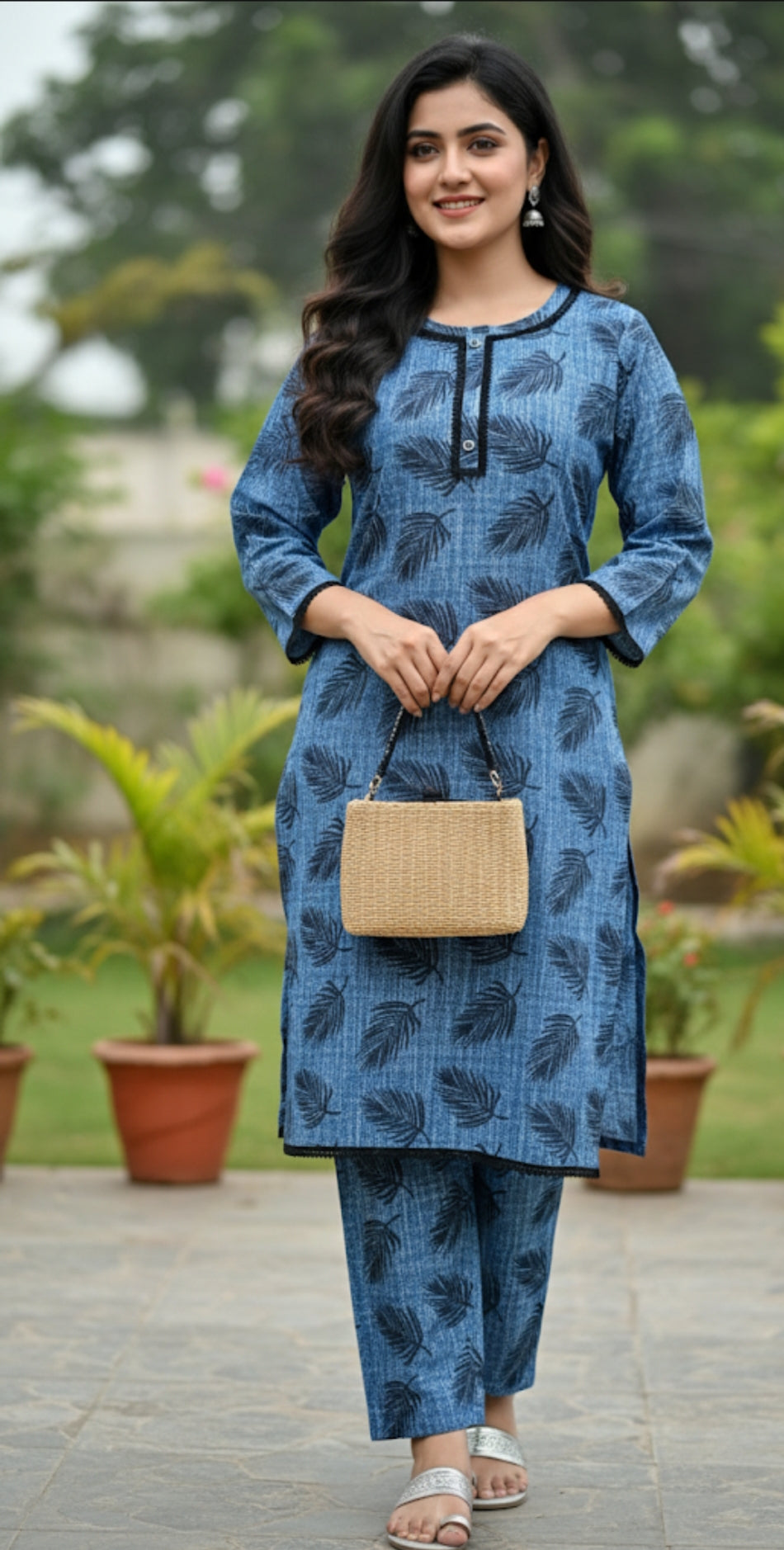 50% off Floral winter khaddar 2p Large and XL with Lace work