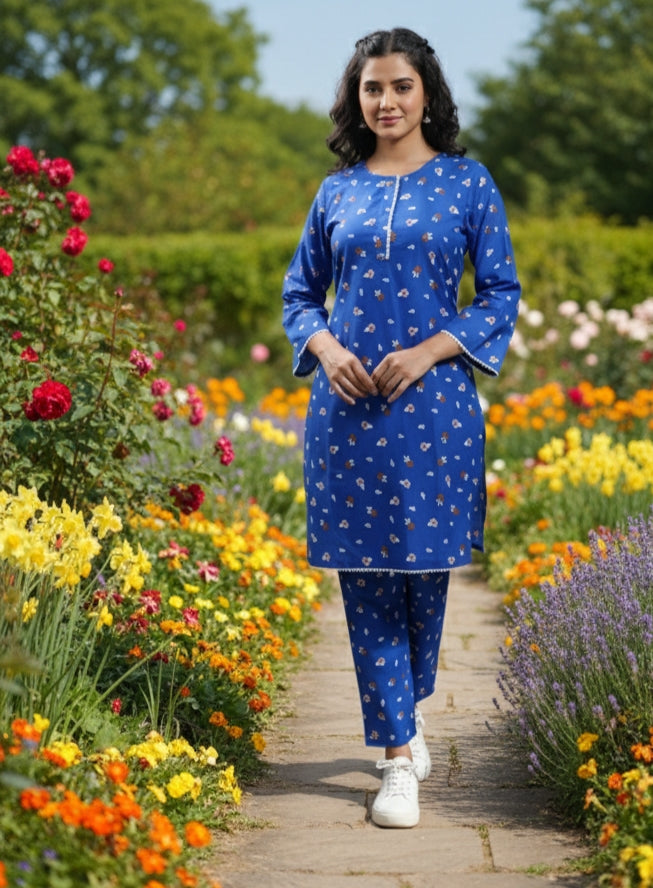 50% off Floral winter khaddar 2p Small and Medium with Lace work