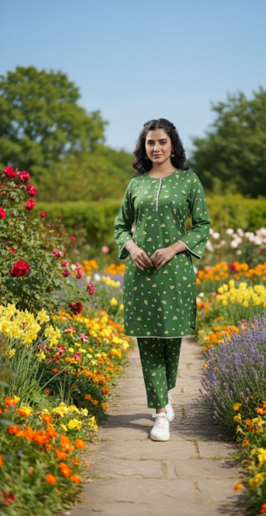 50% off Floral winter khaddar 2p Small and Medium with Lace work