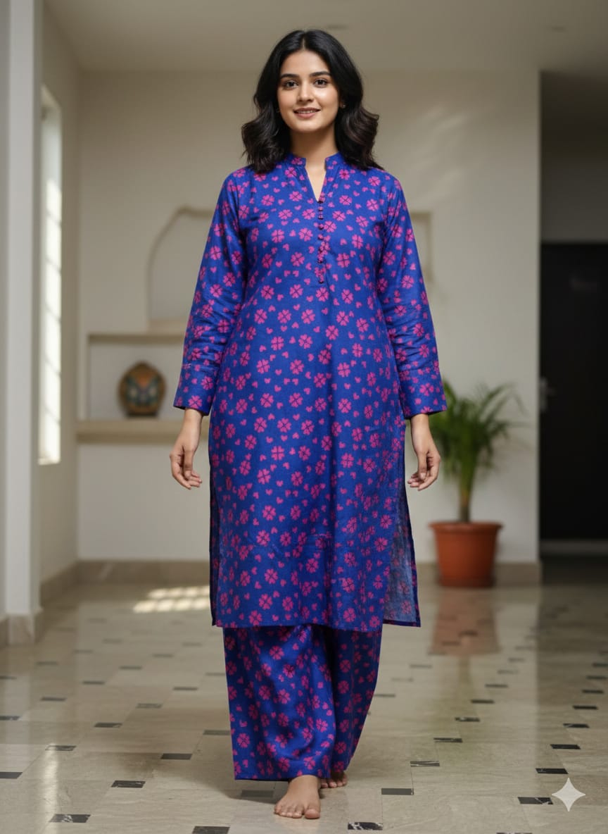 50%off Winter collection floral crystal khaddar 2p Long Length