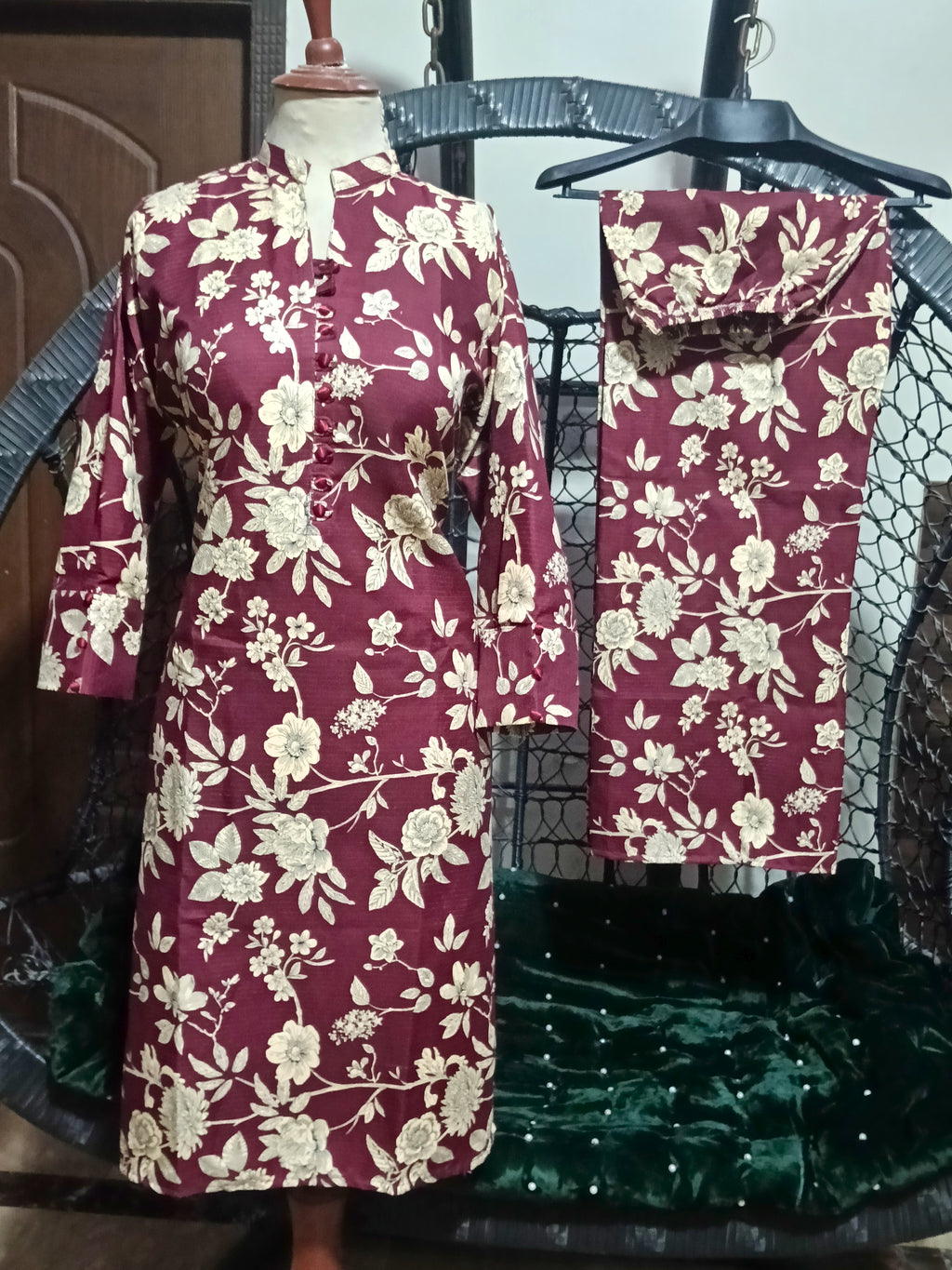 50%off Winter collection floral crystal khaddar 2p Long Length